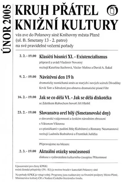 Návštěvní den 19h:: plakát vystoupení v Knihovně města Plzně