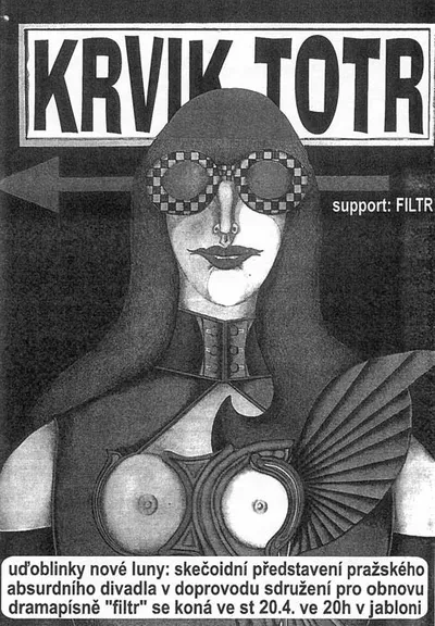 Uďoblinky:: plakát vystoupení Krvik Totr/Filtru v plzeňské Jabloni