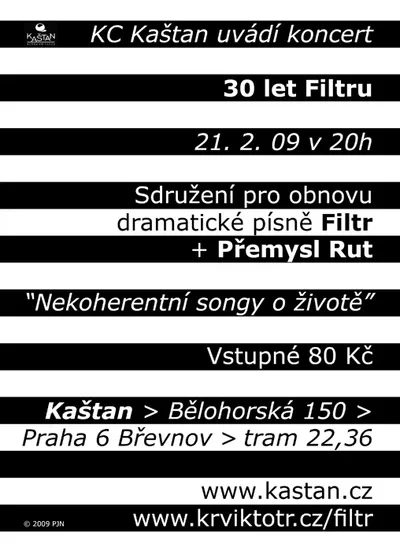 30 let Filtru:: plakát na koncert v Kaštanu