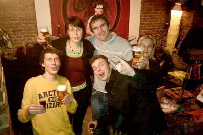 Po koncertě v Rybě:: na Androidu s námi zachycení (zleva) Johana Doubravová, Ejl, Eva Blechová a v pozadí Michal Froněk z Inži Vládi, jinak autor ostatních fotek